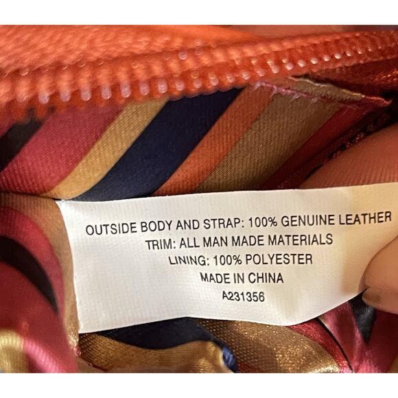 Tignanello Organizer Crossbody Poppy Orange Leather Soft Pebble Handbag New - Picture 6 of 10